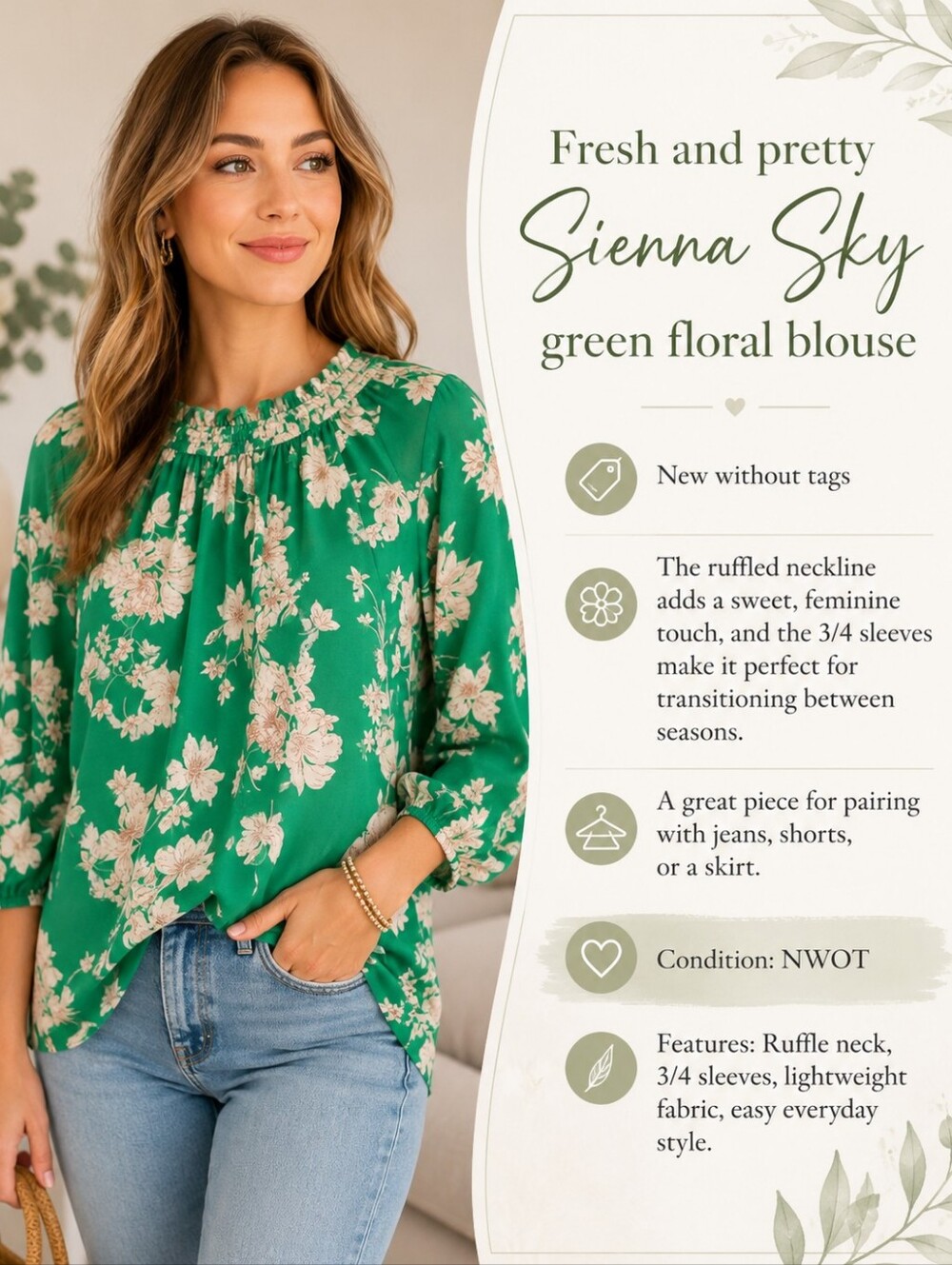 Sienna Sky Green Floral Blouse